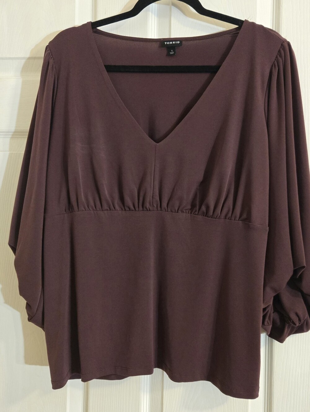 Torrid Plum V-Neck Blouson Sleeve Top